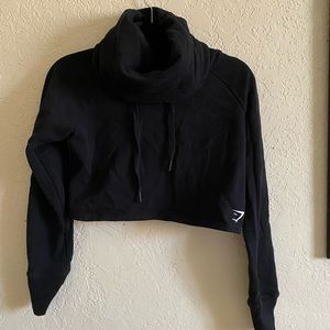 Gymshark Slouch Cropped Hoodie Small Black